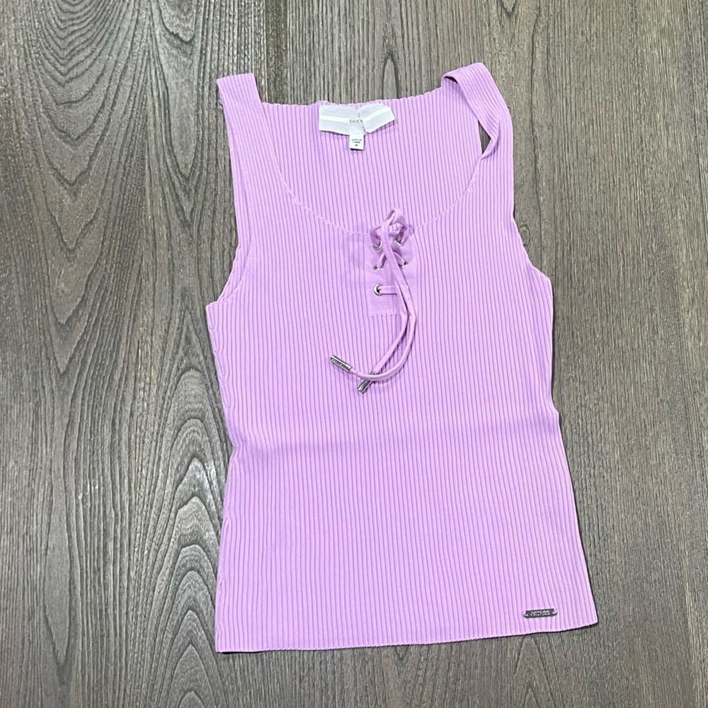 NWOT Guess Lavender Purple Ribbed Knit Tank Top SIze M